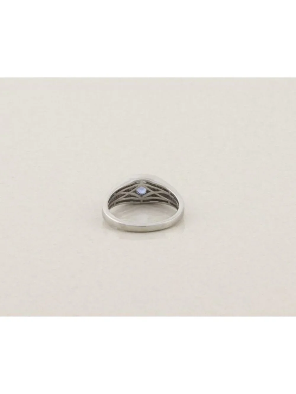 Men's Sterling Silver Ceylon Blue Sapphire & Moissanite Ring Size 12 1/4
